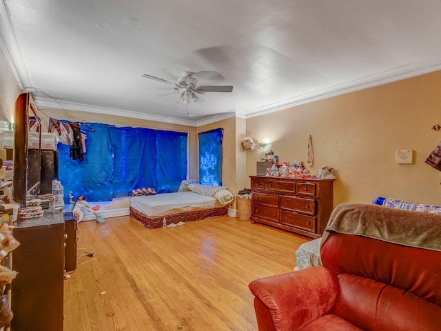 2936 N Kilpatrick Ave, Chicago, IL 60641 - bedroom featuring wood finished floors, ceiling fan, and ornamental molding