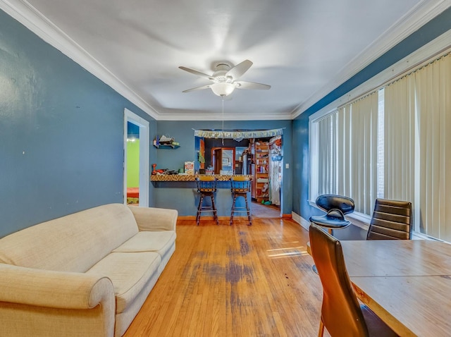 2936 N Kilpatrick Ave, Chicago, IL 60641 - interior space with ceiling fan, baseboards, crown molding, and wood finished floors