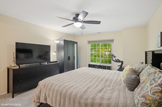 941 Yosemite Trl Unit C7, Roselle, IL 60172 - bedroom with light carpet, ceiling fan, and baseboards