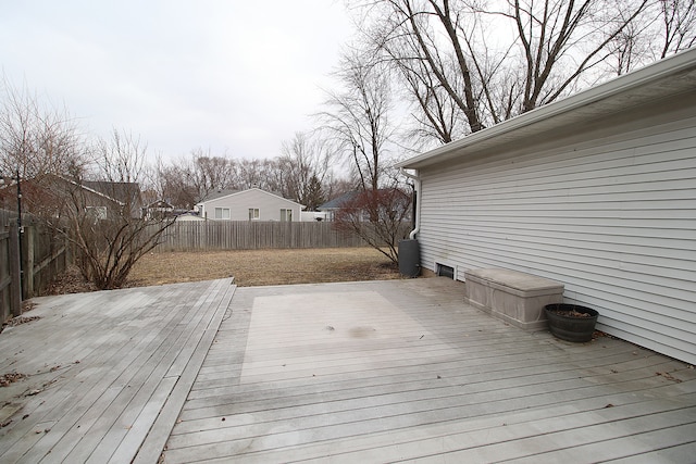 wooden deck featuring a fenced backyard