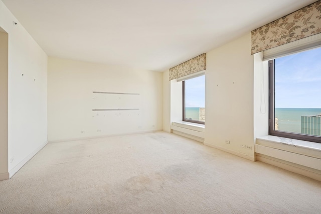 161 E Chicago Ave Unit 32A, Chicago, IL 60611 - empty room with baseboards, carpet floors, and a water view