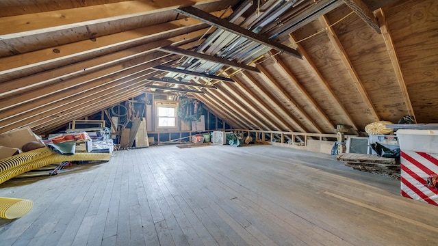 view of unfinished attic