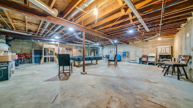 view of unfinished basement