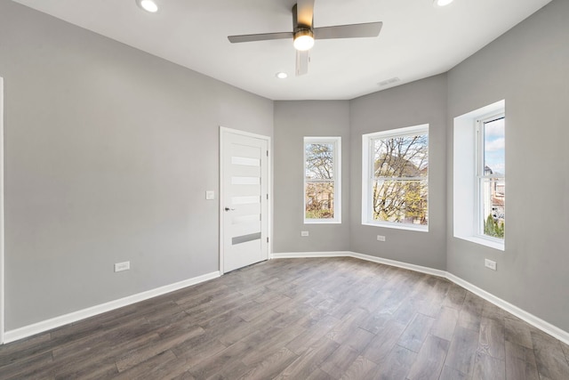 4819 W Superior St, Chicago, IL 60644 - spare room with recessed lighting, a ceiling fan, dark wood finished floors, and baseboards