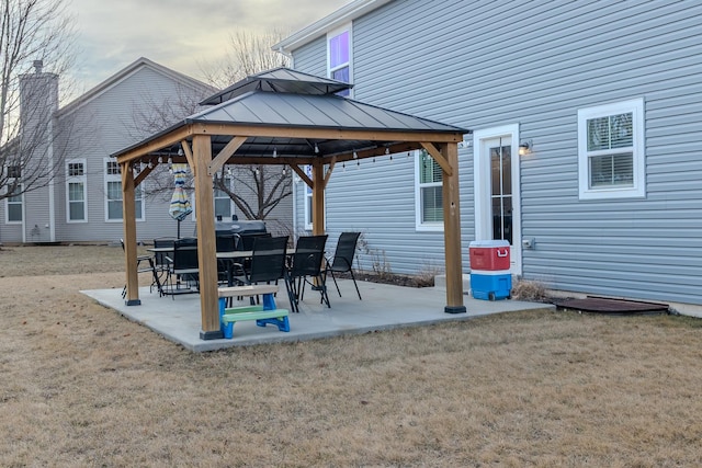 view of patio featuring a gazebo