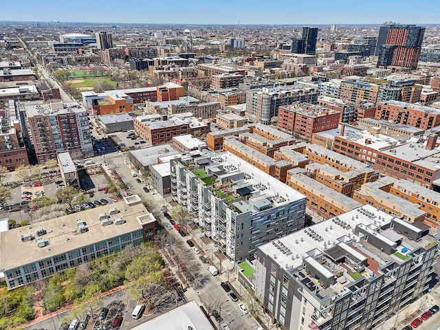 bird's eye view with a city view