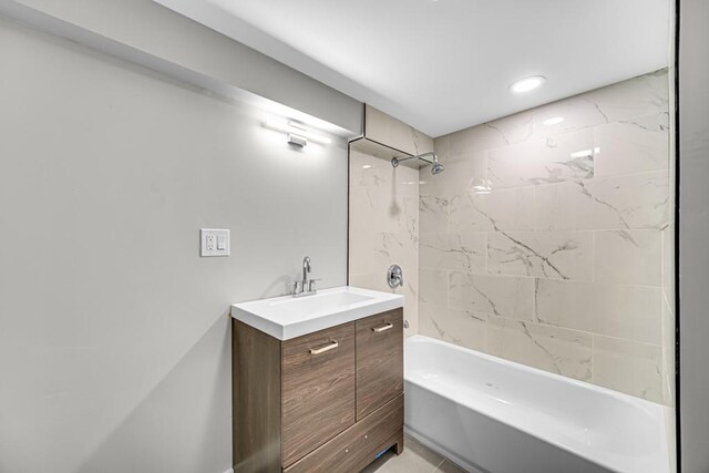 211 W 112th Pl, Chicago, IL 60628 - full bathroom with vanity, shower / washtub combination, and recessed lighting