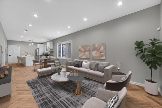 211 W 112th Pl, Chicago, IL 60628 - living room with baseboards and recessed lighting