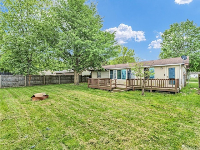 1045 Briarcliff Dr, Rantoul, IL 61866 - view of yard featuring a deck