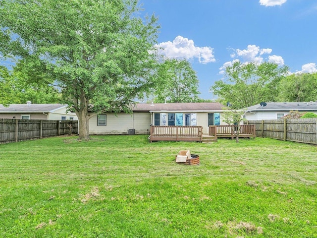 1045 Briarcliff Dr, Rantoul, IL 61866 - back of house with a wooden deck and central AC unit