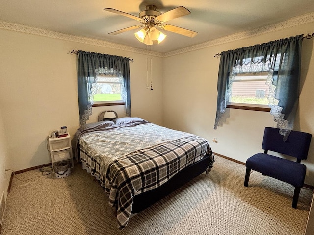 2445 Graham Rd, Belvidere, IL 61008 - bedroom featuring carpet, a ceiling fan, baseboards, and multiple windows