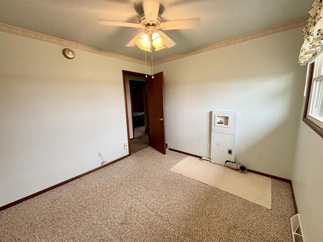 2445 Graham Rd, Belvidere, IL 61008 - laundry room featuring a ceiling fan, electric dryer hookup, light colored carpet, baseboards, and washer hookup