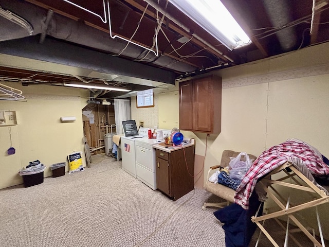 2445 Graham Rd, Belvidere, IL 61008 - unfinished basement with light carpet and washer and clothes dryer