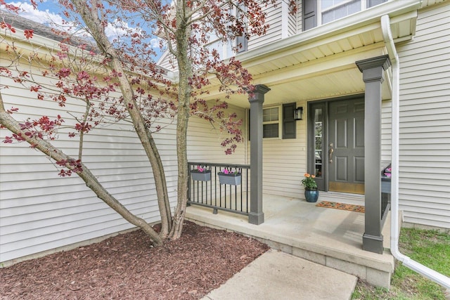doorway to property featuring covered porch