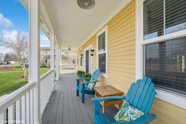 wooden deck featuring covered porch
