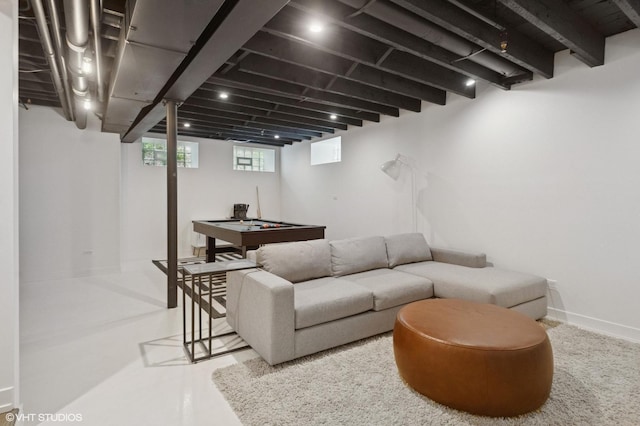 living room with pool table