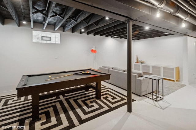recreation room with billiards