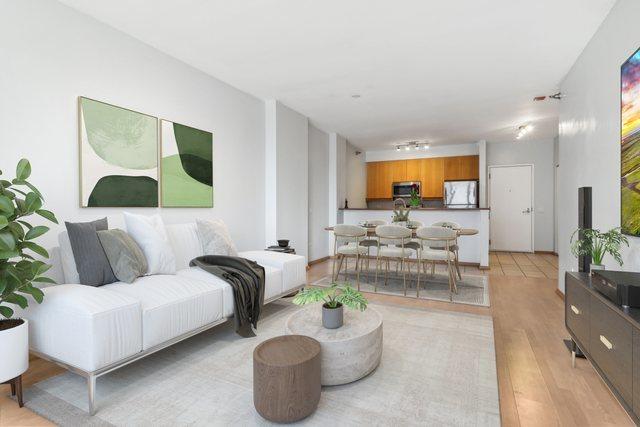 living area featuring light wood-type flooring