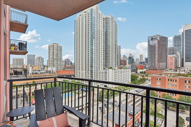 balcony with a view of city
