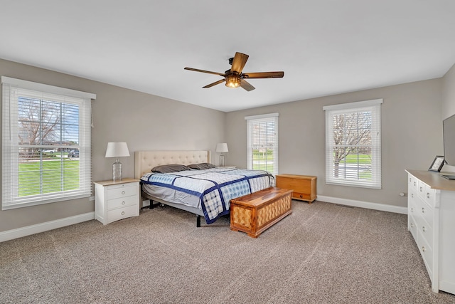 5255 Crescent Green Ct, Morris, IL 60450 - bedroom with baseboards, a ceiling fan, and light carpet