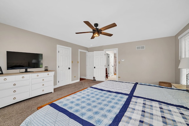 5255 Crescent Green Ct, Morris, IL 60450 - carpeted bedroom with baseboards, a ceiling fan, and visible vents