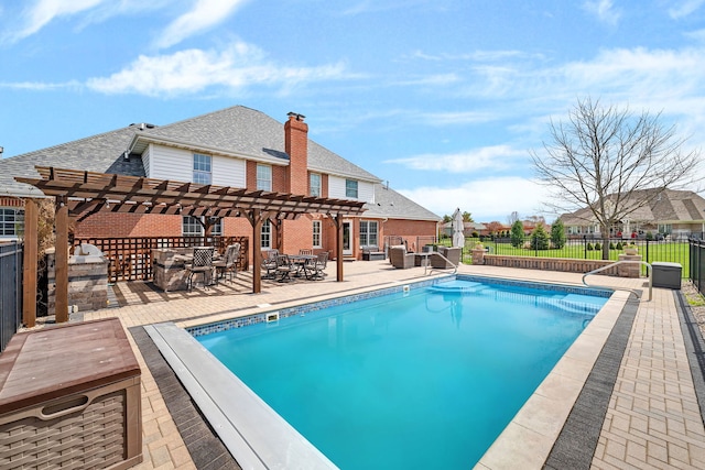 5255 Crescent Green Ct, Morris, IL 60450 - view of pool featuring a fenced in pool, a pergola, fence, outdoor dry bar, and a patio
