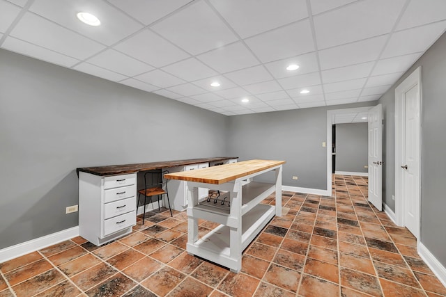 5255 Crescent Green Ct, Morris, IL 60450 - office area with recessed lighting, a paneled ceiling, and baseboards