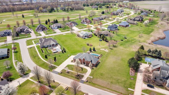 5255 Crescent Green Ct, Morris, IL 60450 - drone / aerial view with golf course view, a residential view, and a water view