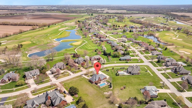 5255 Crescent Green Ct, Morris, IL 60450 - birds eye view of property featuring a residential view, a water view, and view of golf course