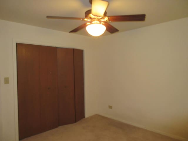 24541 S Wildwood Trl, Crete, IL 60417 - unfurnished bedroom featuring a ceiling fan, carpet flooring, and a closet