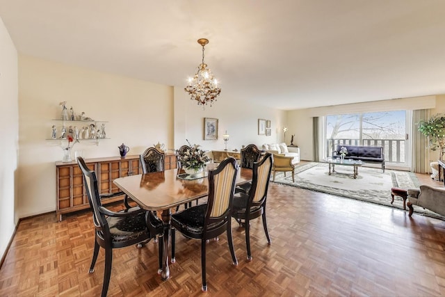 dining room with an inviting chandelier