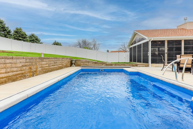 554 Fairway Dr, El Paso, IL 61738 - view of pool with a fenced backyard, a fenced in pool, and a sunroom