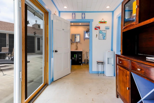 554 Fairway Dr, El Paso, IL 61738 - interior space with finished concrete floors and recessed lighting