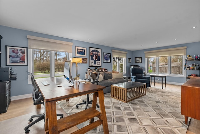 20 Colony Ln, Deerfield, IL 60015 - office area featuring light wood finished floors, baseboards, and recessed lighting