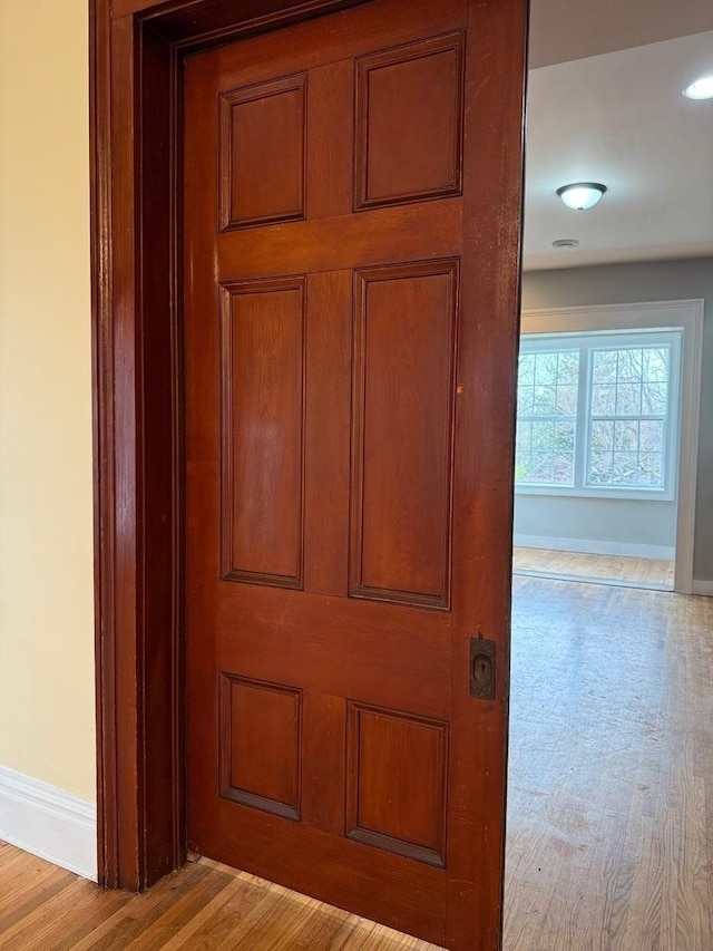 310 Elk St, Galena, IL 61036 - details featuring wood finished floors, baseboards, and recessed lighting