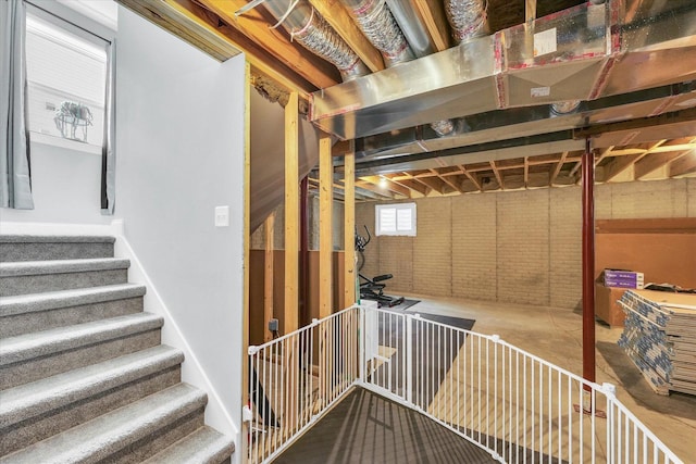 basement with stairs