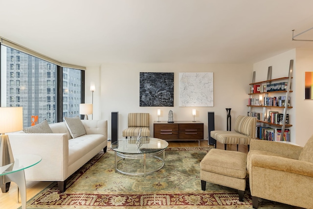living area featuring wood finished floors