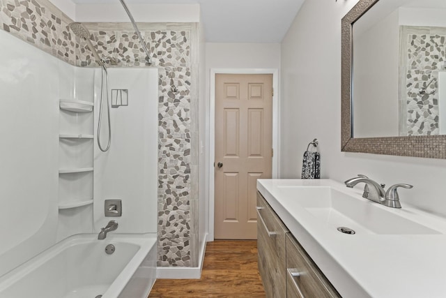 439 N Highview Ave, Elmhurst, IL 60126 - full bath with vanity, shower / bathing tub combination, and wood finished floors