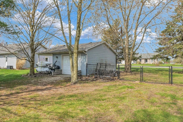 exterior space featuring a gate, fence, and cooling unit