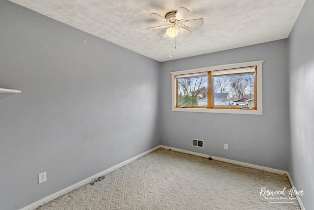 511 N Cleveland Ave, Bradley, IL 60915 - carpeted empty room with visible vents, baseboards, and ceiling fan