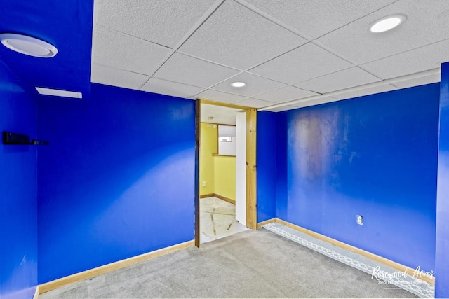 511 N Cleveland Ave, Bradley, IL 60915 - carpeted empty room featuring a paneled ceiling, baseboards, and recessed lighting