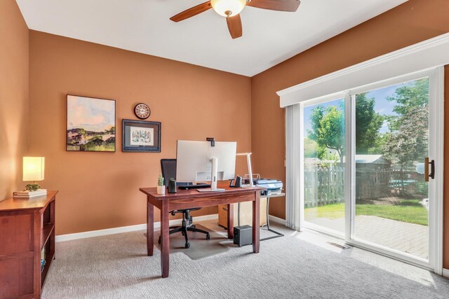7817 Cascade Way, Gurnee, IL 60031 - carpeted office space featuring ceiling fan and baseboards