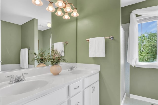 7817 Cascade Way, Gurnee, IL 60031 - full bathroom with double vanity and a chandelier