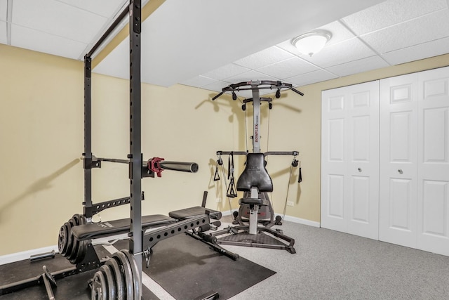 7817 Cascade Way, Gurnee, IL 60031 - exercise room featuring a drop ceiling and carpet floors