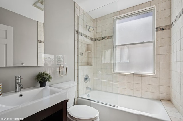 3311 N Hamilton Ave, Chicago, IL 60618 - full bath featuring vanity, toilet, and shower / bath combination with glass door
