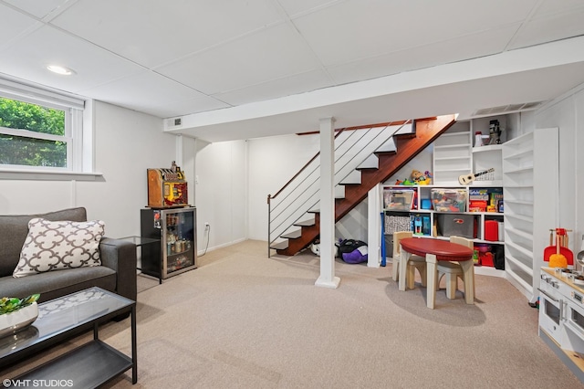 3311 N Hamilton Ave, Chicago, IL 60618 - recreation room with carpet flooring, recessed lighting, and a paneled ceiling