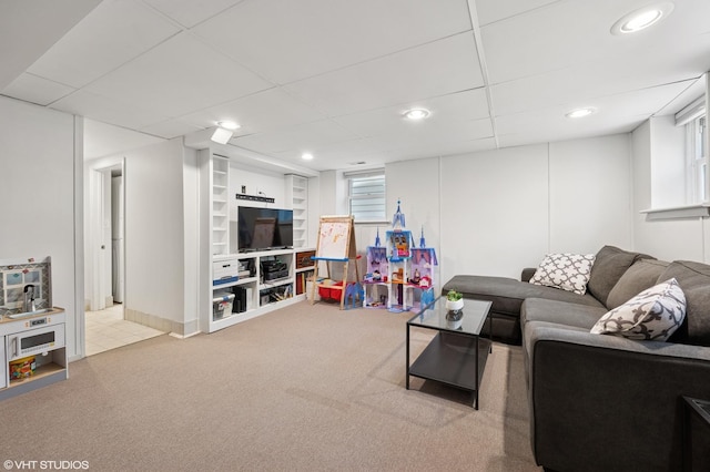 3311 N Hamilton Ave, Chicago, IL 60618 - living room with carpet flooring, recessed lighting, and built in features