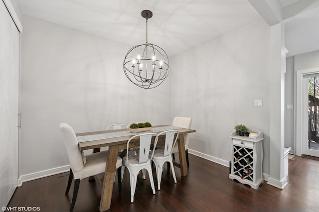 3311 N Hamilton Ave, Chicago, IL 60618 - dining room featuring baseboards, wood finished floors, and a notable chandelier
