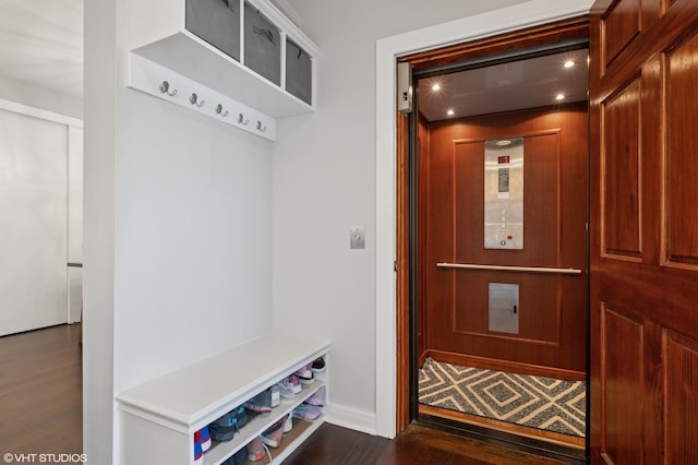 3311 N Hamilton Ave, Chicago, IL 60618 - mudroom featuring dark wood-type flooring and elevator