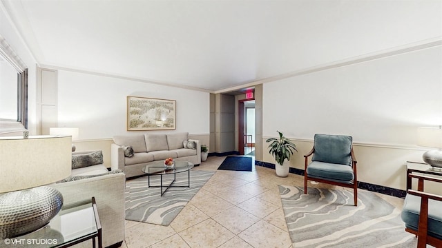 tiled living room with baseboards